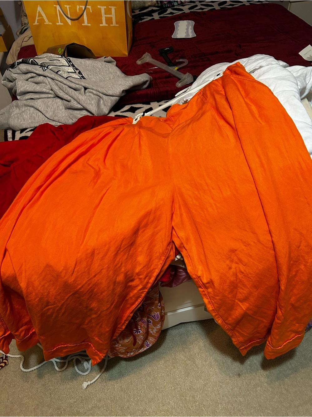 Maeve Vibrant Orange Wide-Leg Drawstring Pants
